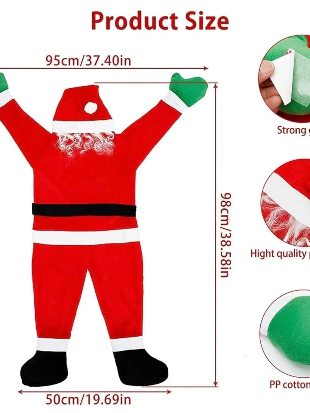 3.5 Ft Hanging Santa Christmas Window Door Decor NWOT - Picture 5 of 10